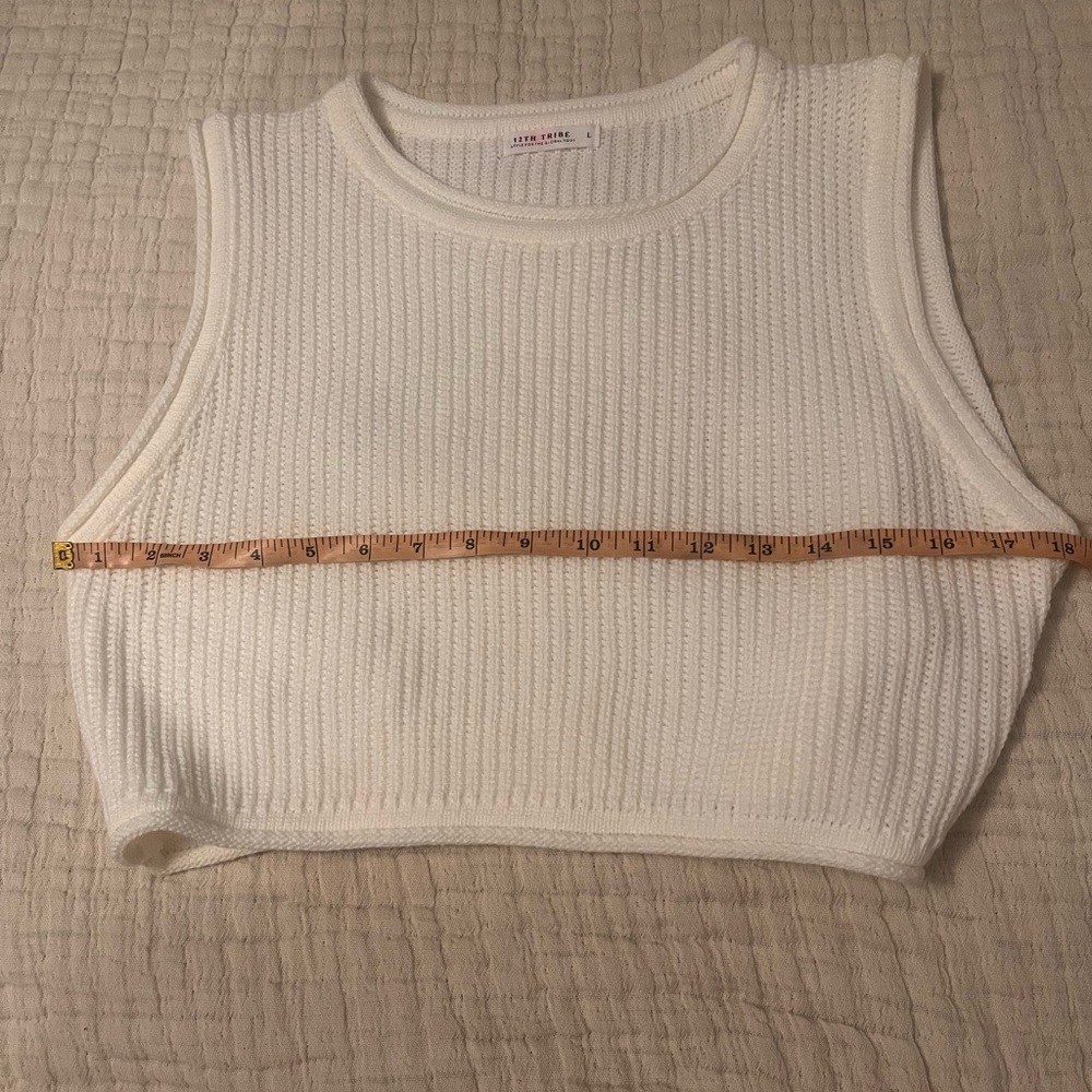12th Tribe white Crop Top vest - Picture 7 of 8